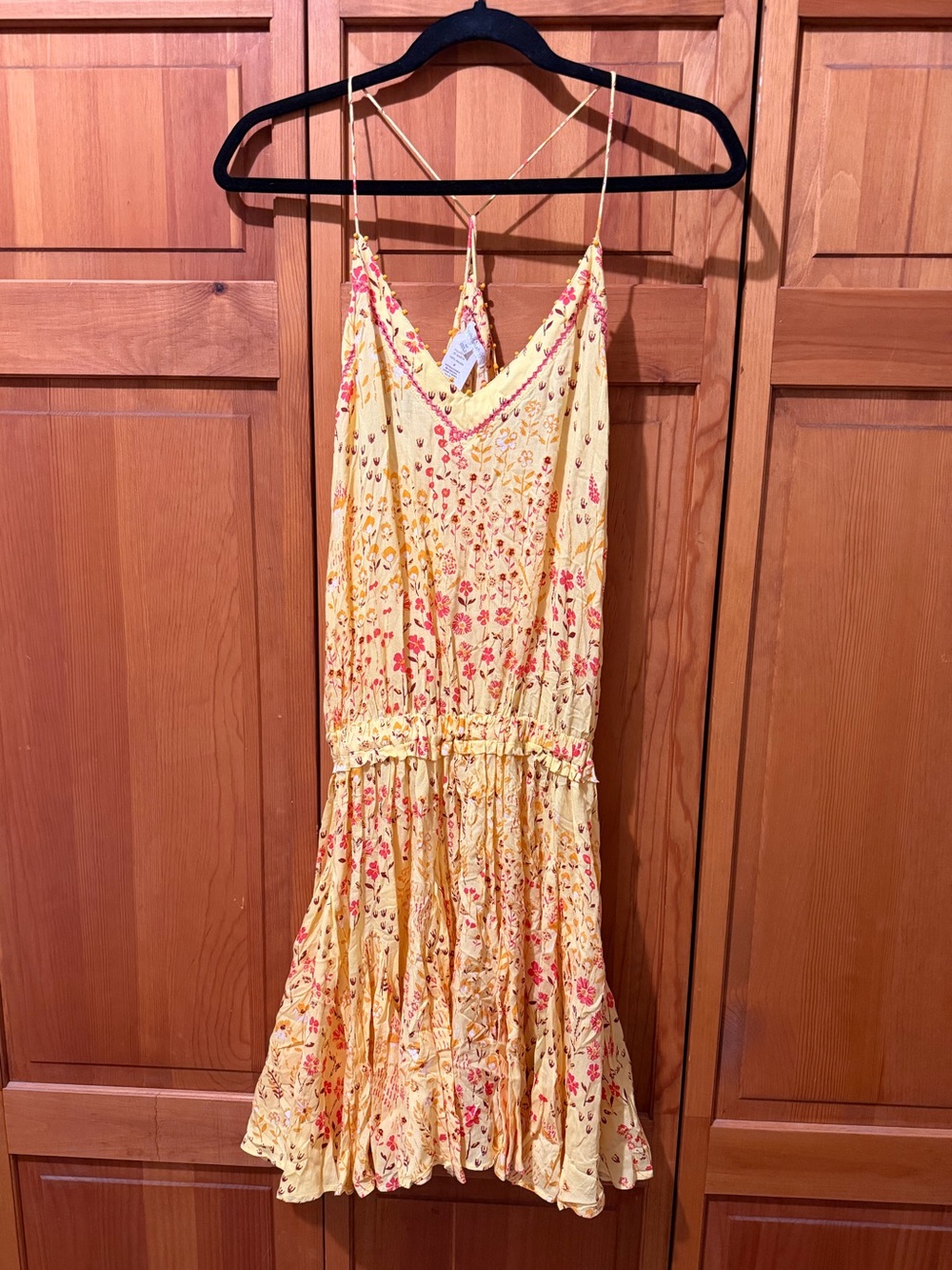 Poupette St Barth Yellow Beaded Tank Mini Dress